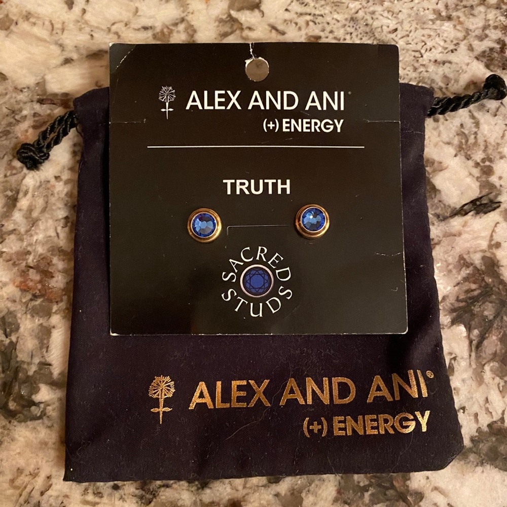 Alex and Ani Blue Truth Chakra Stud Earrings